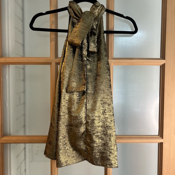 DO+BE Gold High Neck Halter Top Size Small - Picture 2 of 2